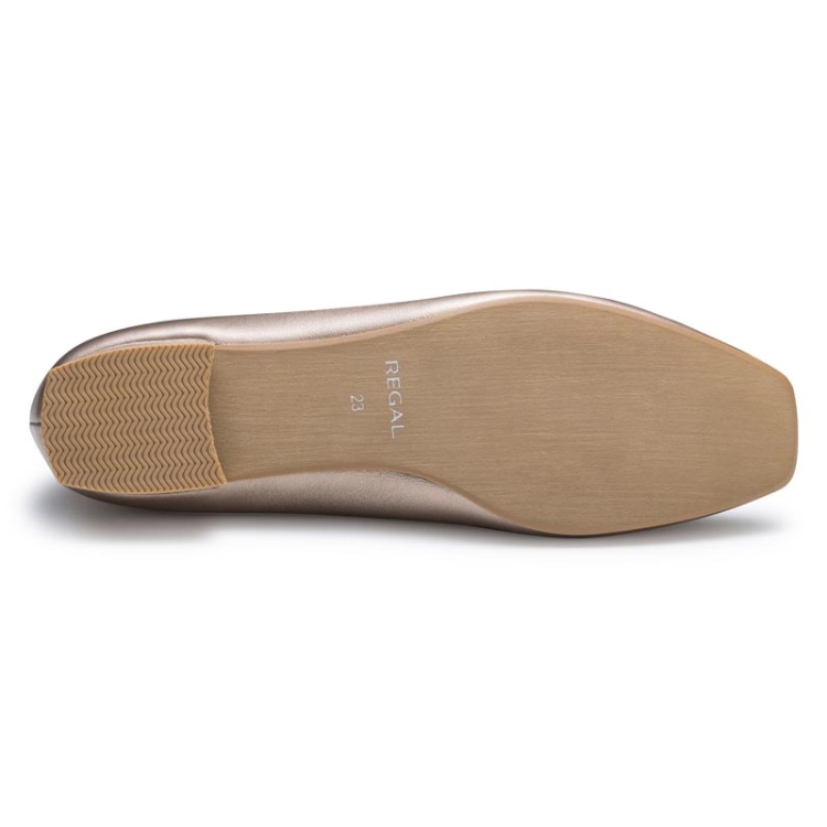 REGAL F69Q スクエアカッターシューズ ゴールド リーガル フラットシューズ ゴールド 22.5cm