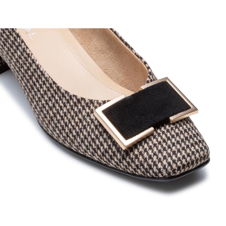 REGAL F53R スクエアトウパンプス ブラック生地 リーガル パンプス ブラック生地 22.5cm