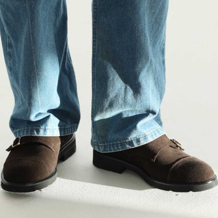 REGAL 37HL ダブルモンク ダークブラウンスエード リーガル ビジネスシューズ