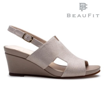 BEAUFIT A69Y ウエッジサンダル ベージュ型押 ビューフィット サンダル