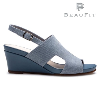 BEAUFIT A69Y ウエッジサンダル ブルー型押 ビューフィット サンダル