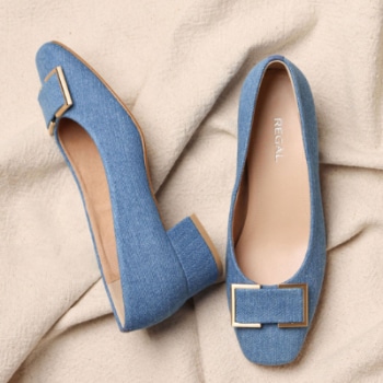REGAL F53R スクエアトウパンプス デニム リーガル パンプス