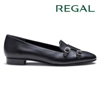 REGAL F56R ダブルモンクフラットシューズ ブラック リーガル フラットシューズ
