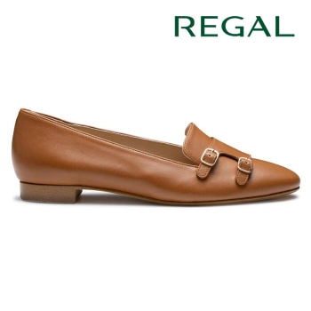 REGAL F56R ダブルモンクフラットシューズ キャメル リーガル フラットシューズ