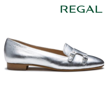 REGAL F56R ダブルモンクフラットシューズ シルバー リーガル フラットシューズ