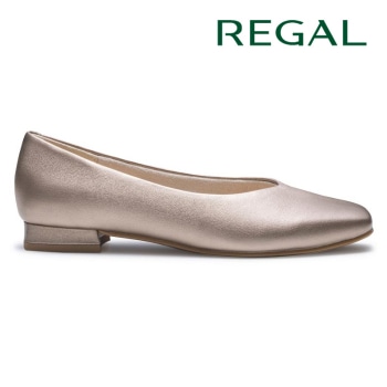 REGAL F69Q スクエアカッターシューズ ゴールド リーガル フラットシューズ