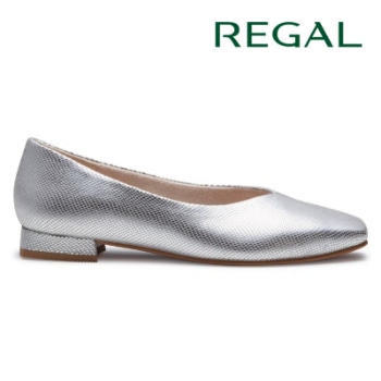 REGAL F69Q スクエアカッターシューズ シルバー リーガル フラットシューズ