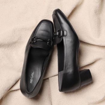 REGAL F90R 晴雨兼用フラットパンプス ブラック リーガル フラットシューズ