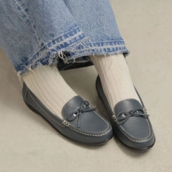 R. S04C ビット付きフラットシューズ ネイビーネイビー アールドット フラットシューズ