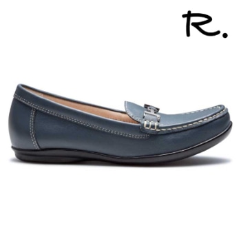 R. S04C ビット付きフラットシューズ ネイビーネイビー アールドット フラットシューズ