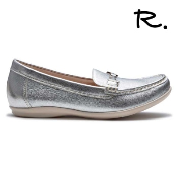 R. S04C ビット付きフラットシューズ シルバー アールドット フラットシューズ