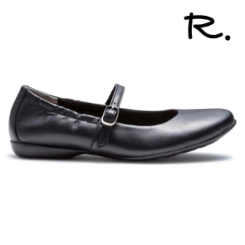 R. S18C ベルテッドバレエシューズ ブラック アールドット フラットシューズ