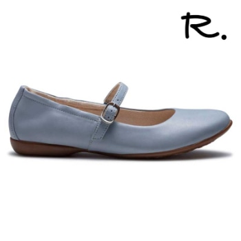 R. S18C ベルテッドバレエシューズ ライトブルー アールドット フラットシューズ