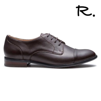 R. S19C ストレートチップ ダークブラウン アールドット フラットシューズ