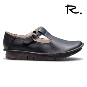 R. S20C Ｔストラップ ブラック アールドット カジュアルシューズ