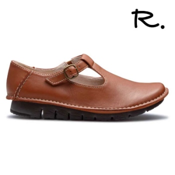 R. S20C Ｔストラップ ブラウン アールドット カジュアルシューズ