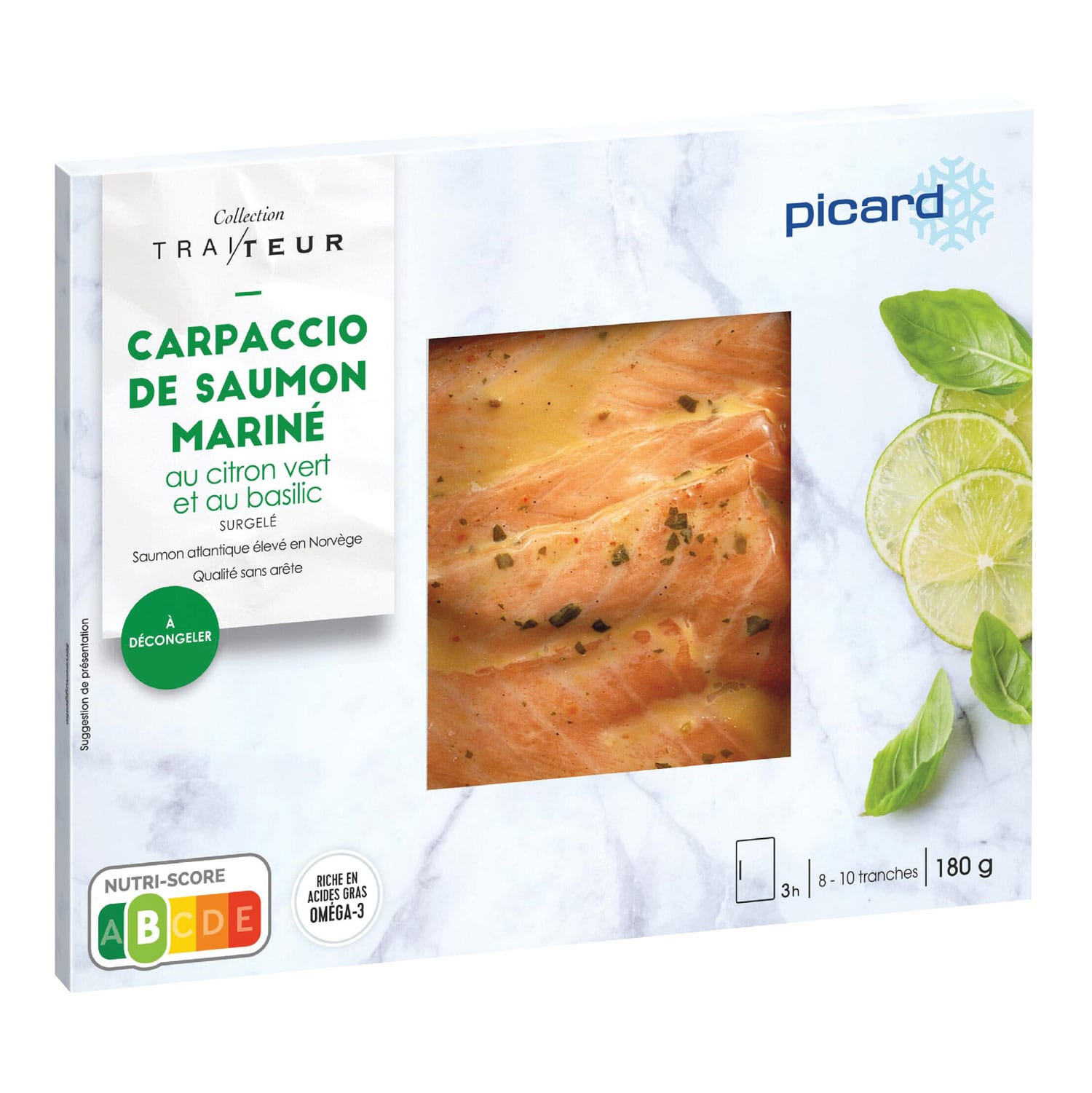 サーモンのカルパッチョ ライムとバジル風味