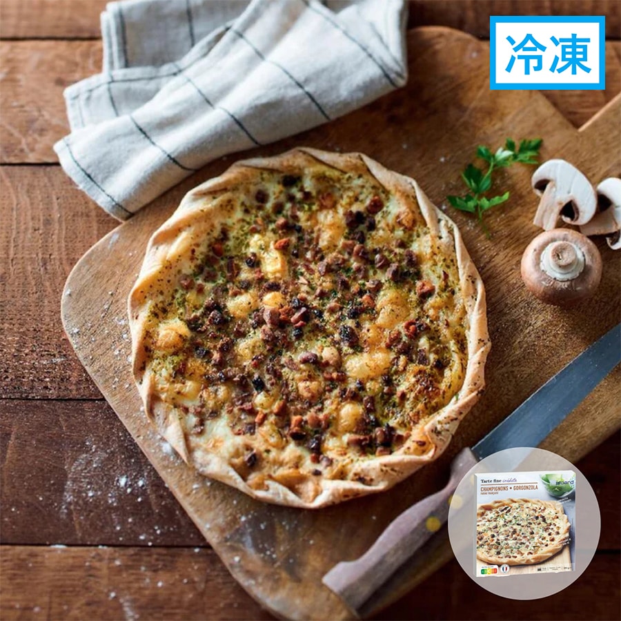 キノコとゴルゴンゾーラチーズの薄生地タルト