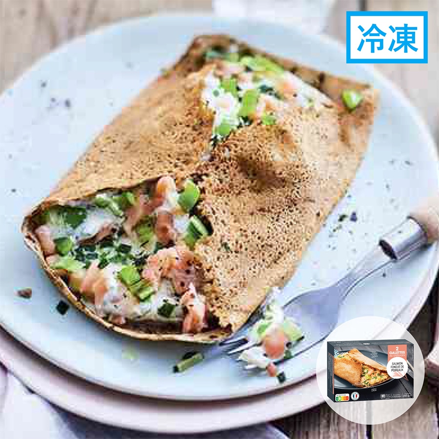 サーモンとポロネギのガレット