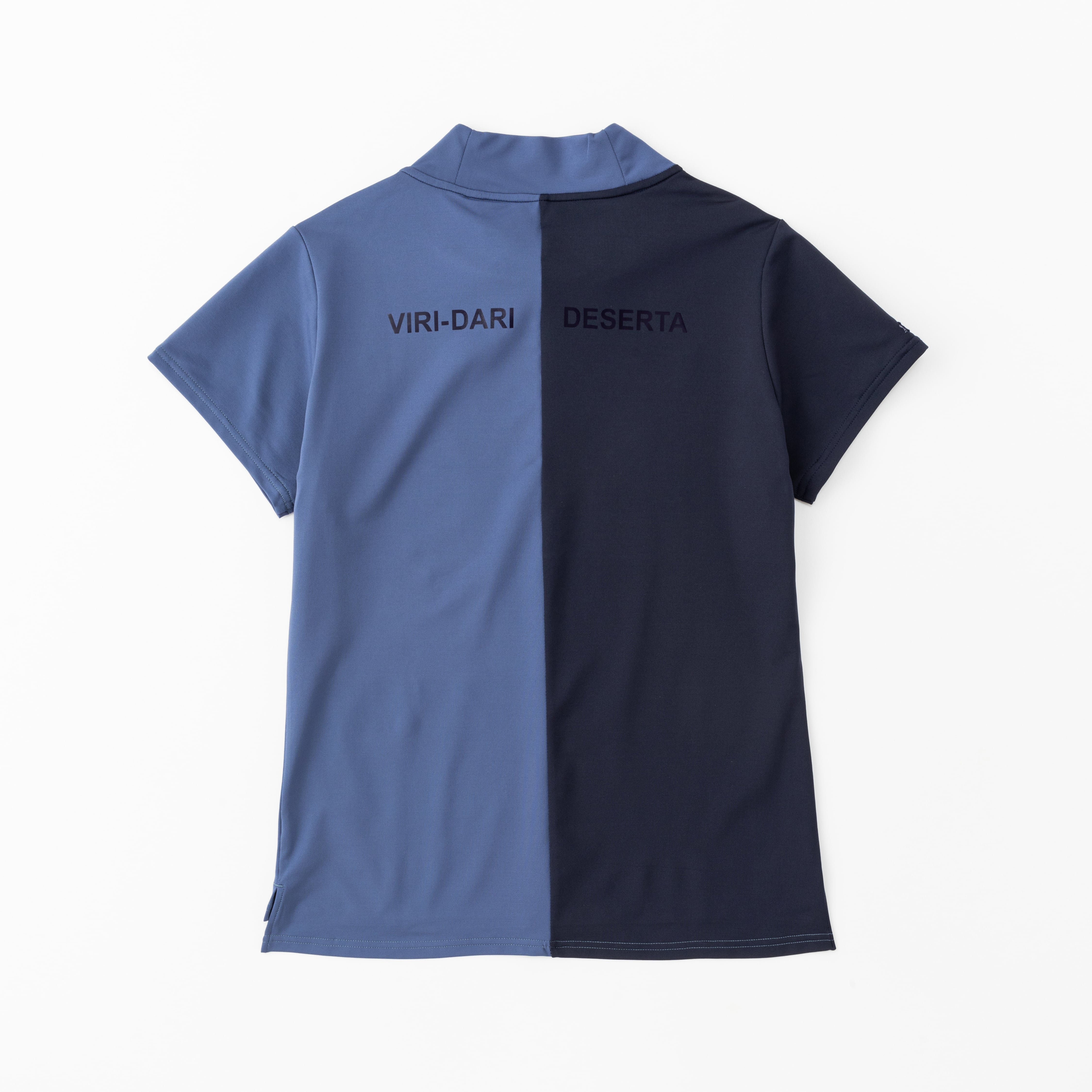 Center Bi-Color Mock Neck【S】 Navy×Blue S