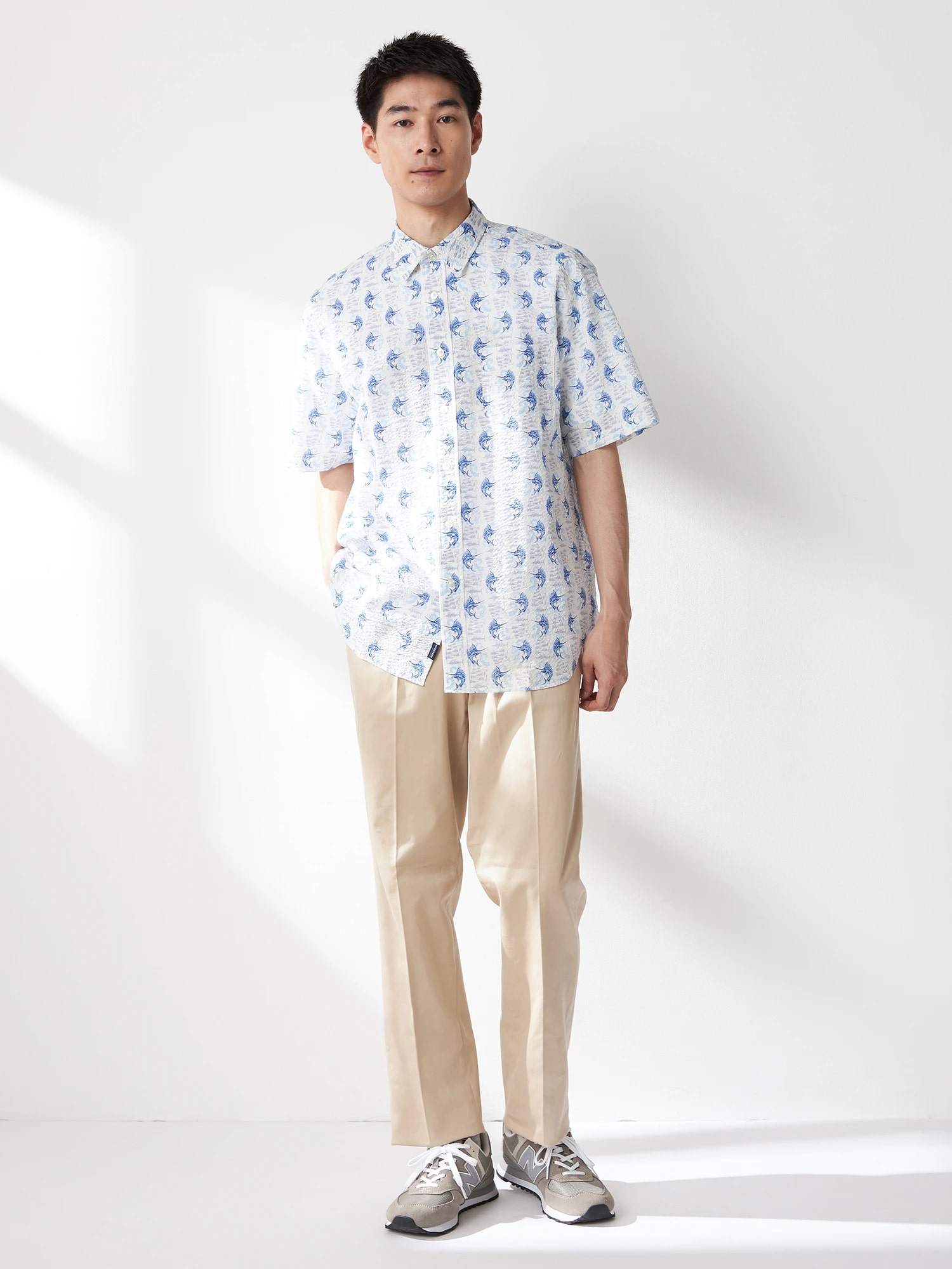 McGREGOR<メンズ>リゾート柄シャツ(カジキ) アイボリー L