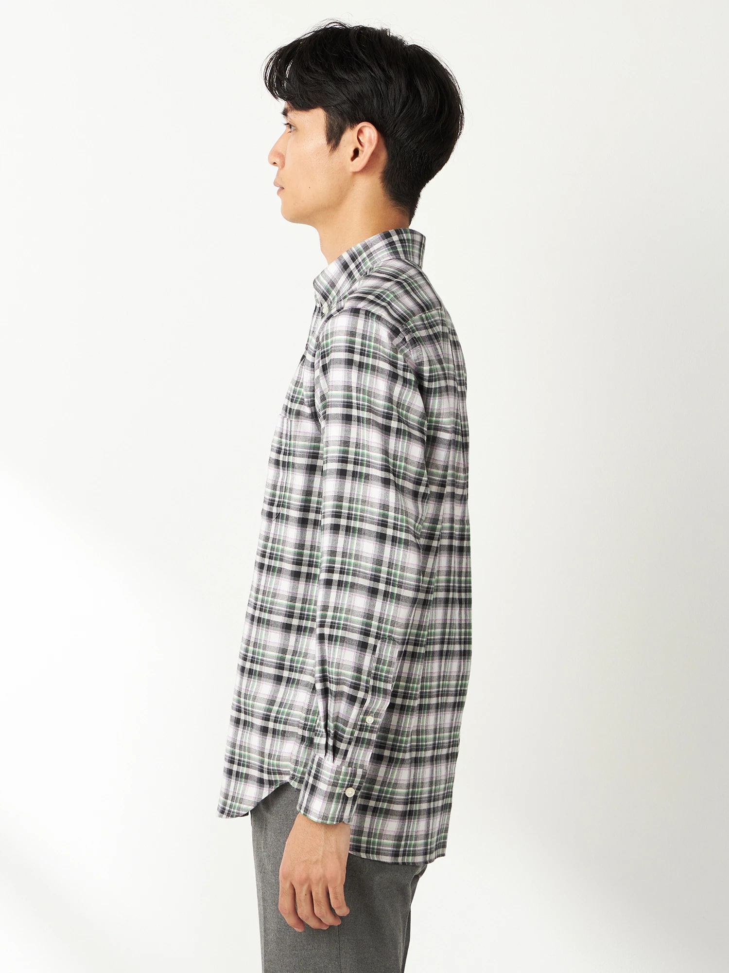 McGREGOR<メンズ>杢ラインチェック シルバーグレー M