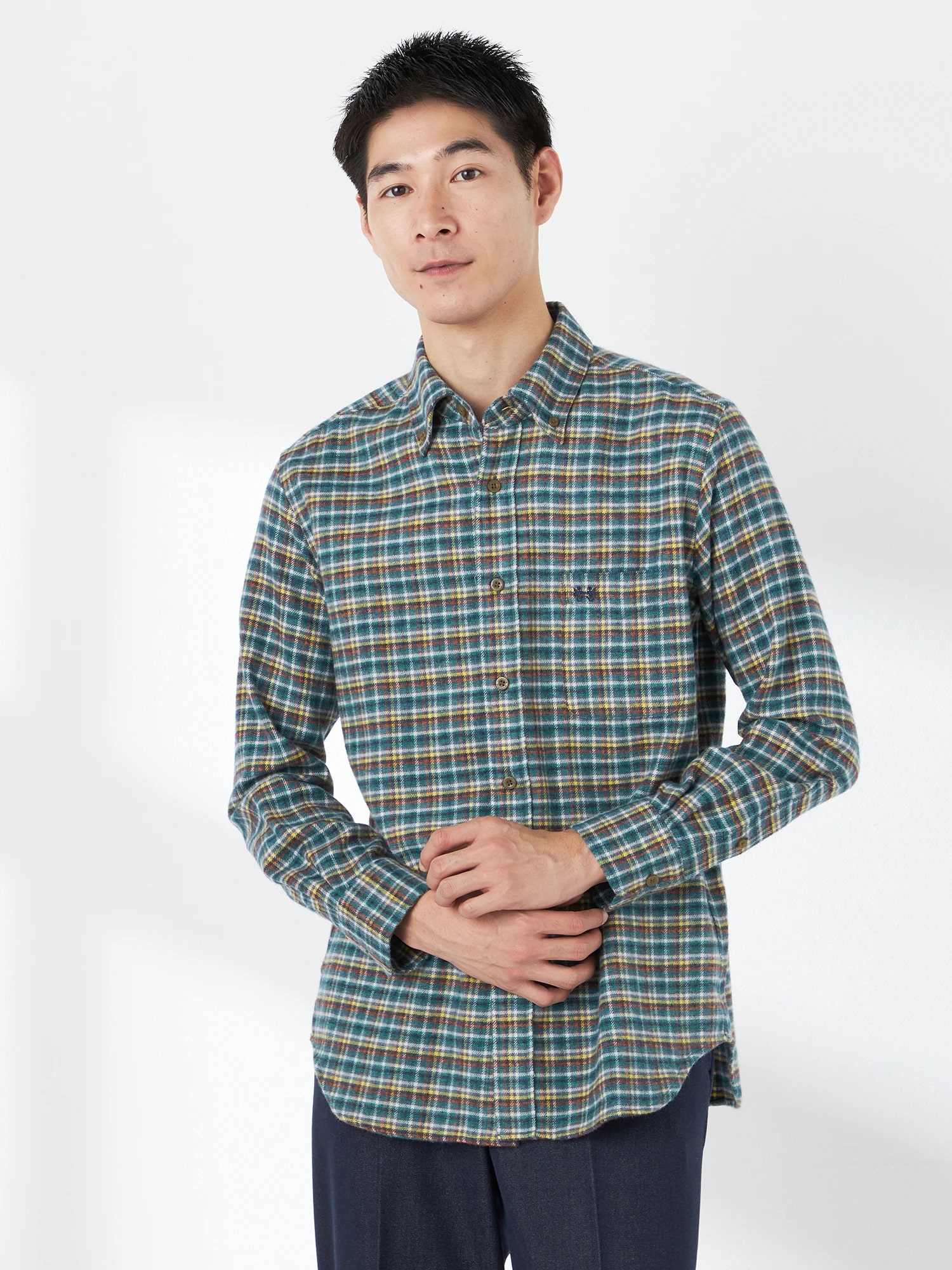 McGREGOR<メンズ>三つ杢シャツ グリーン M