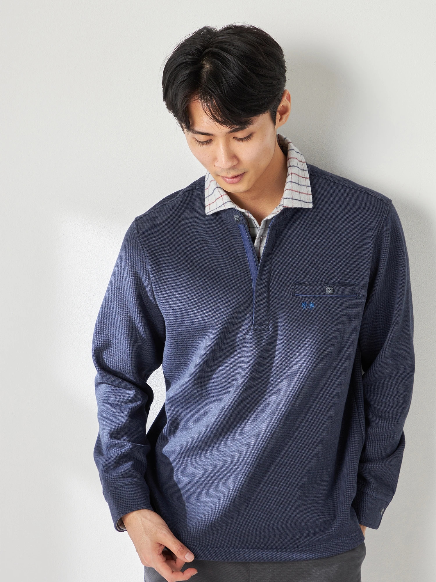 McGREGOR<メンズ>裏ボアフェイクレイヤードカットソー ネイビー M