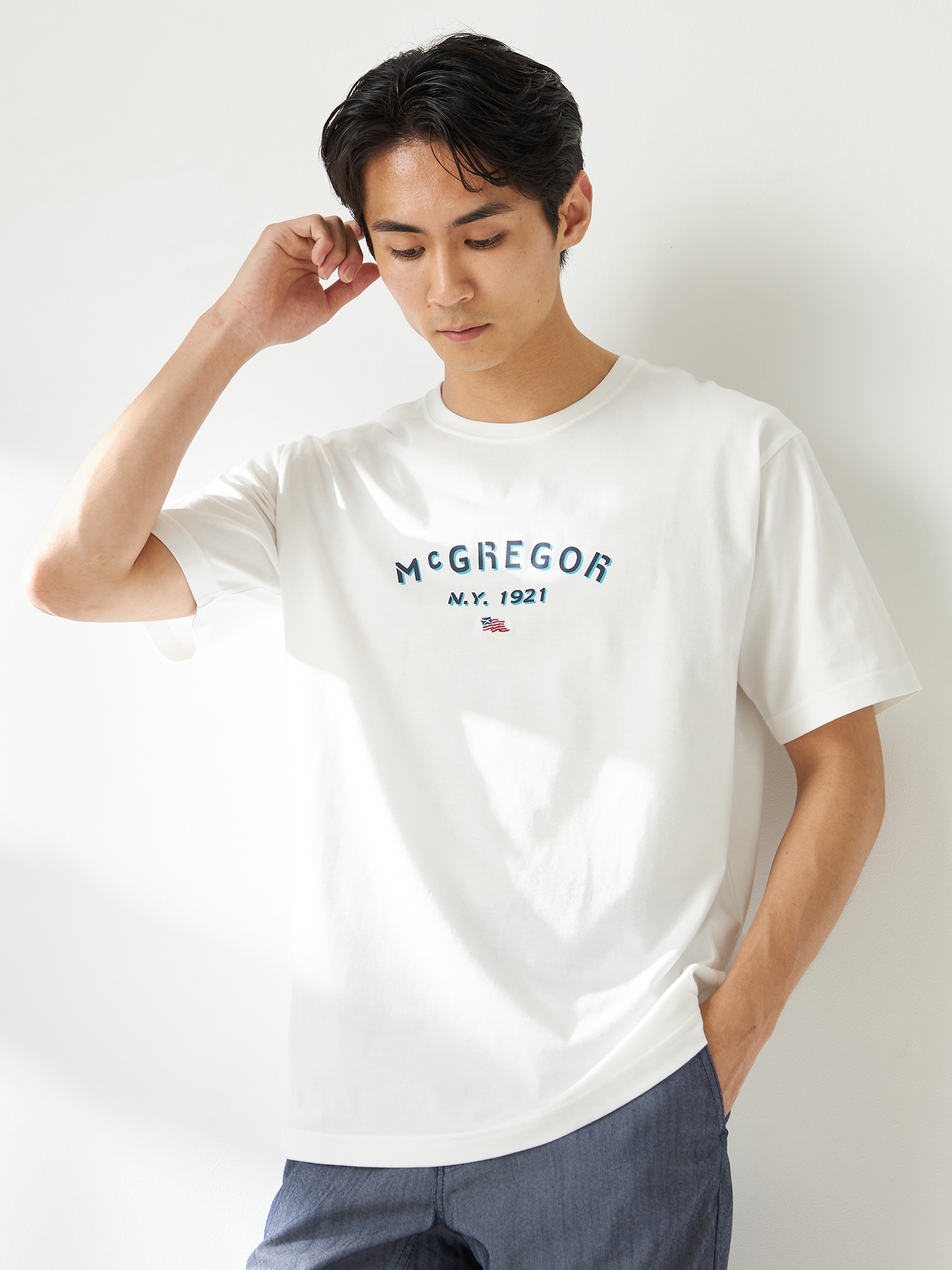 McGREGOR<メンズ>ロゴプリントTシャツ アイボリー XL