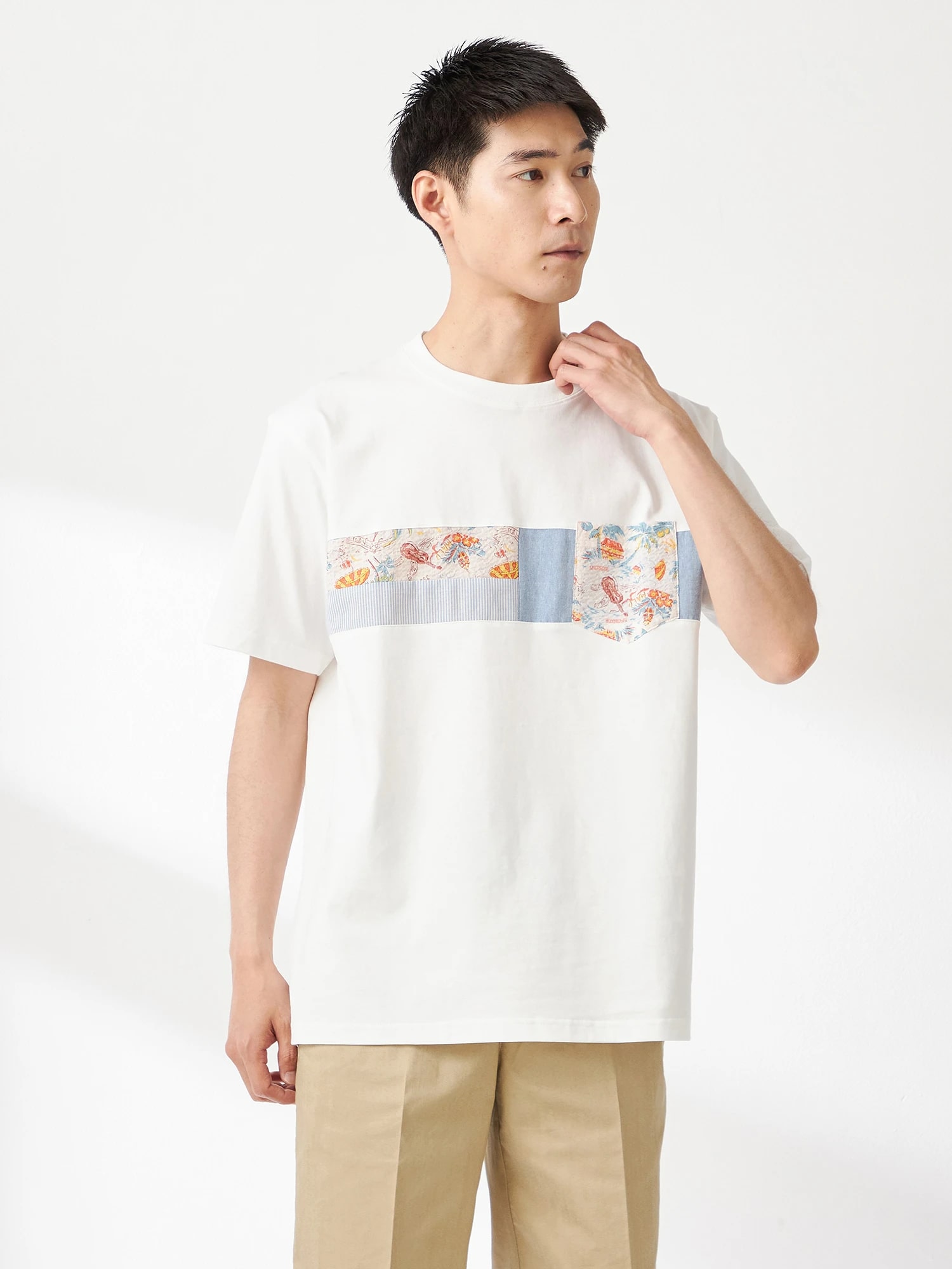 McGREGOR<メンズ>アーカイブリゾート胸切替Tシャツ アイボリー M