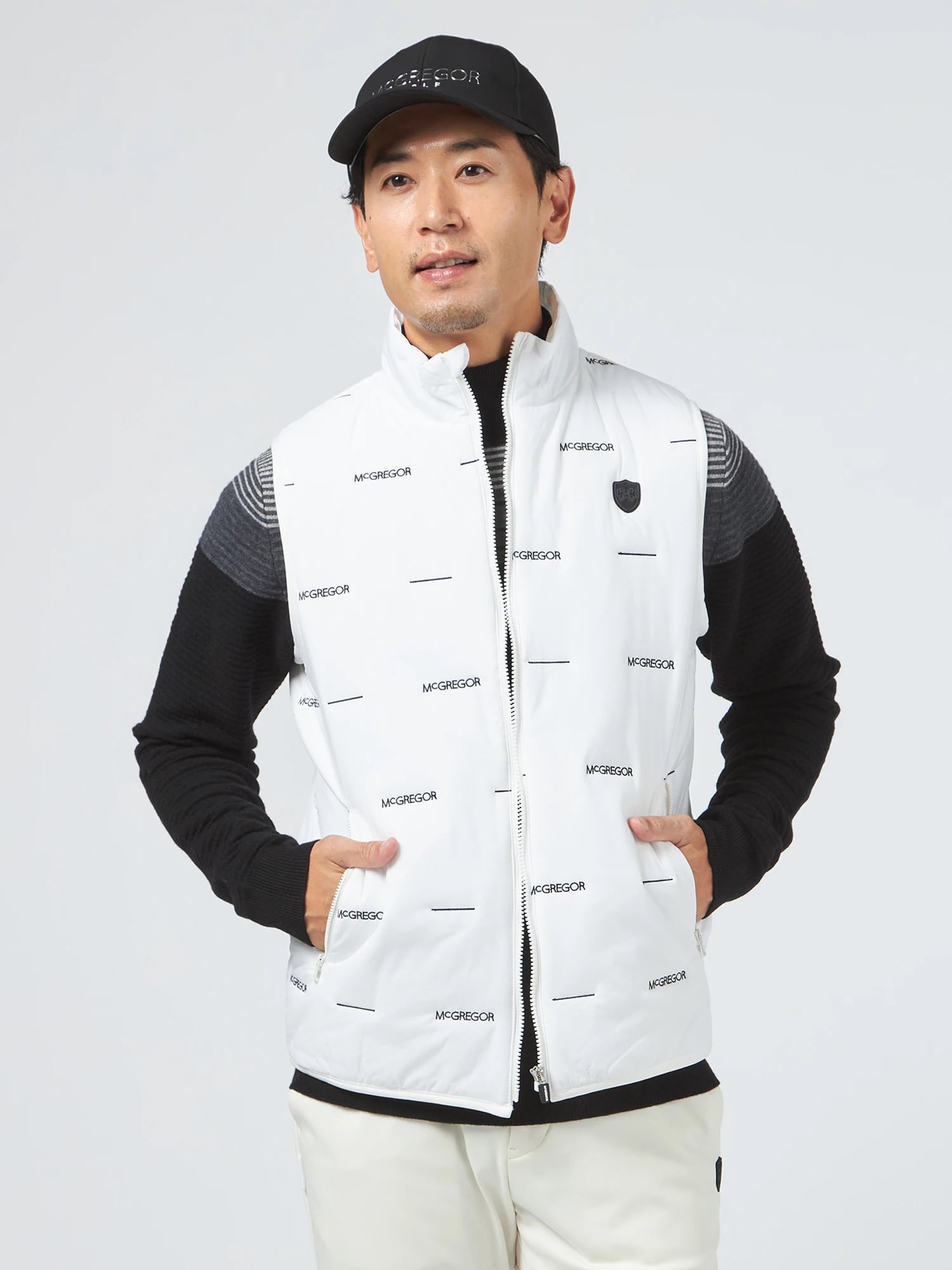 McGREGOR GOLF<メンズ> ロゴ刺繍中綿ベスト アイボリー L