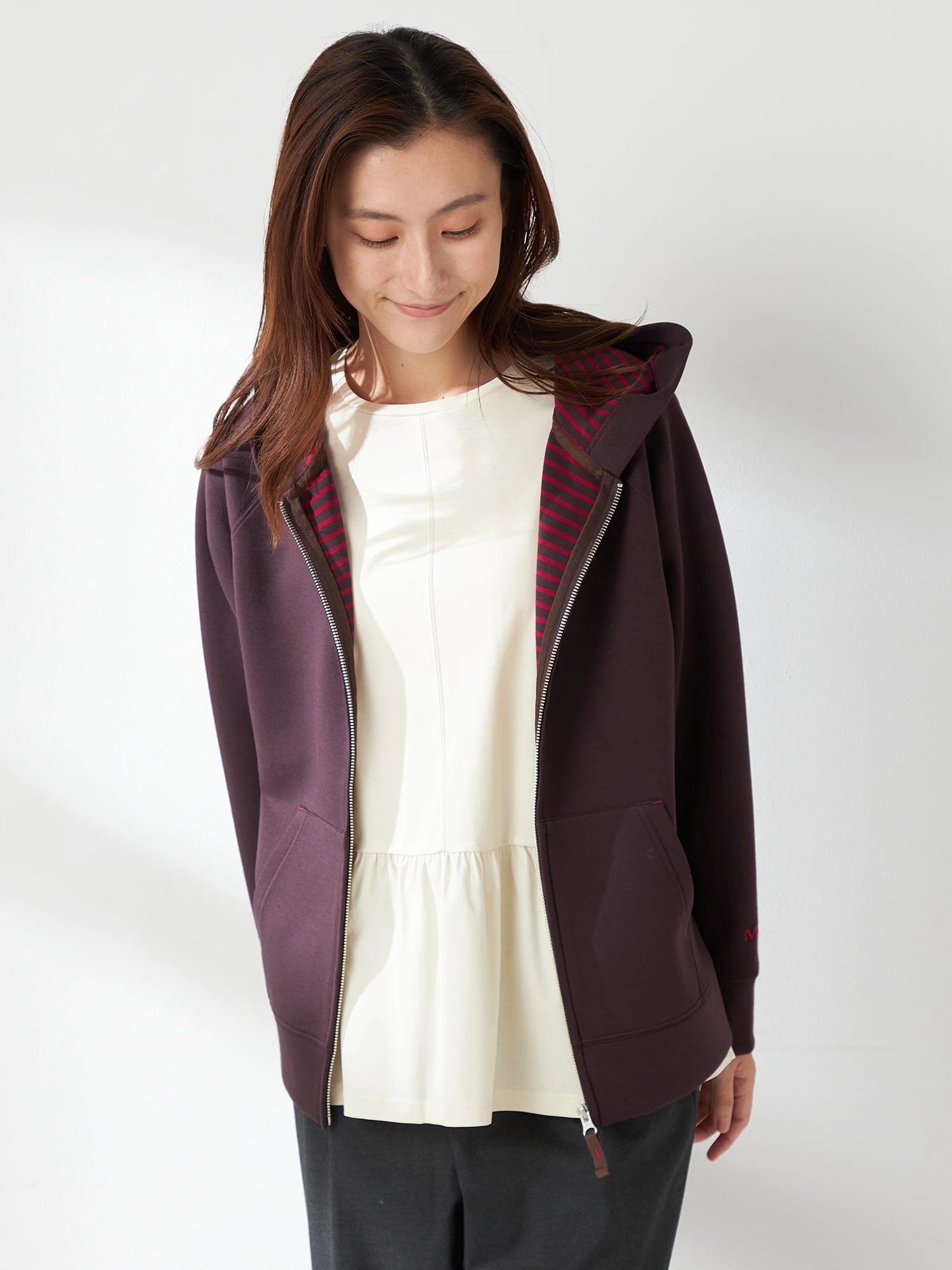 McGREGOR<ウィメンズ>スポーティジップパーカ- ダークブラウン M