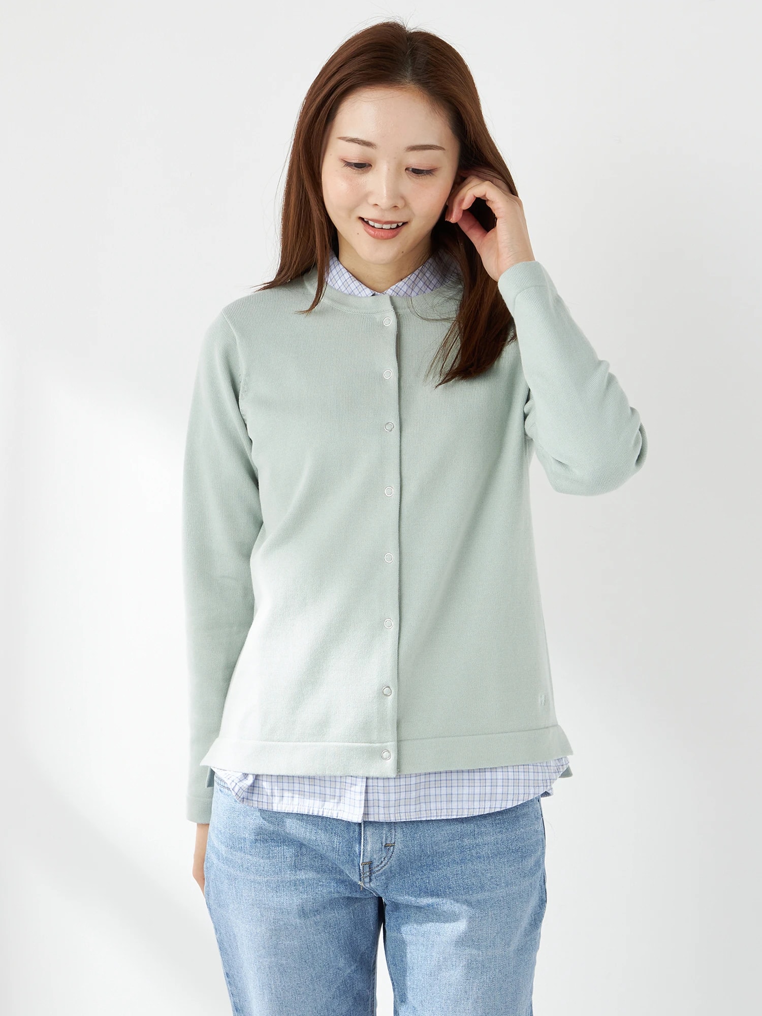 McGREGOR<ウィメンズ>プレーティングコットンカーディガン ミント M