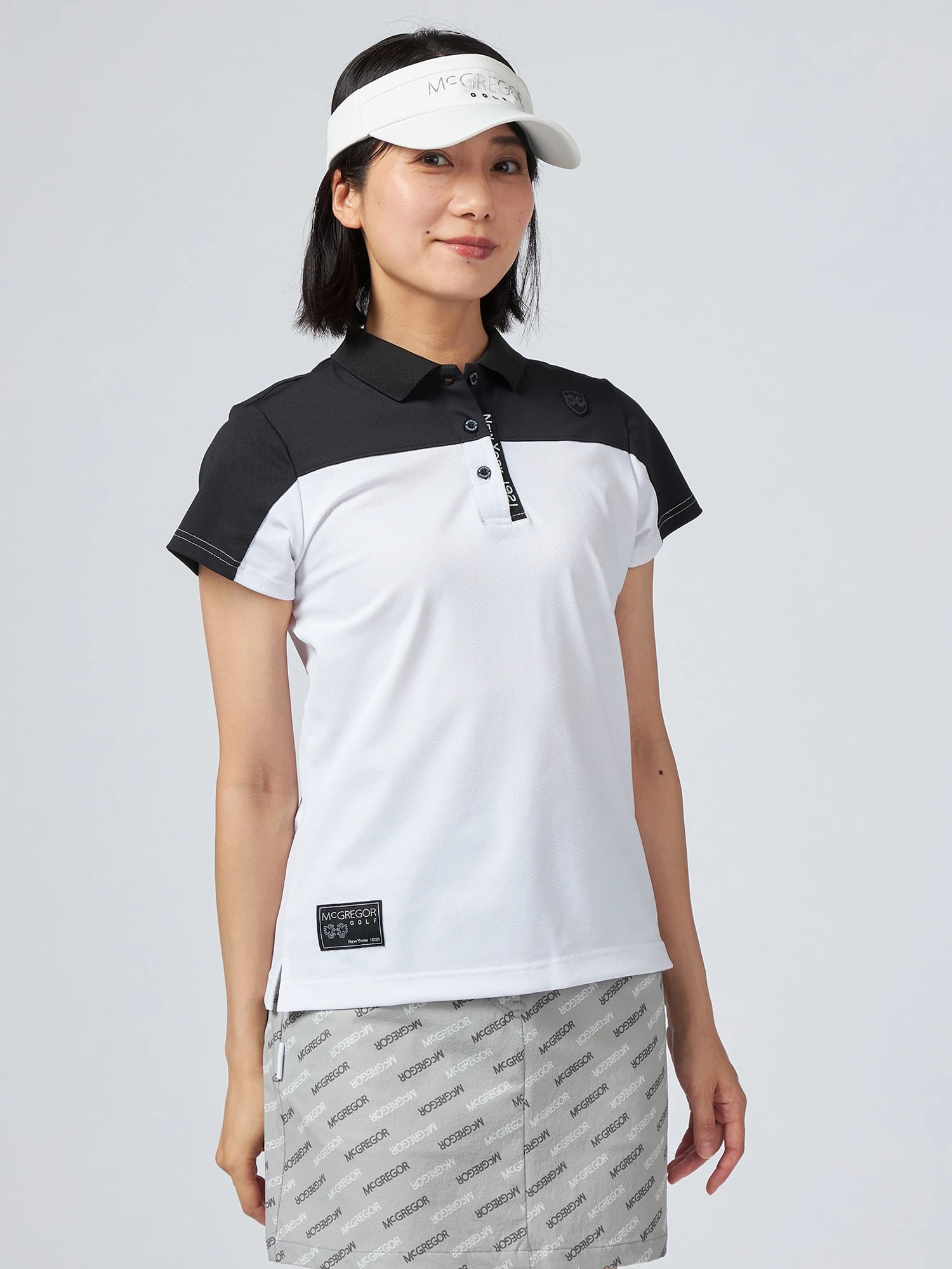 McGREGOR GOLF<ウィメンズ>ハーフスリーブバイカラーポロ ブラック M