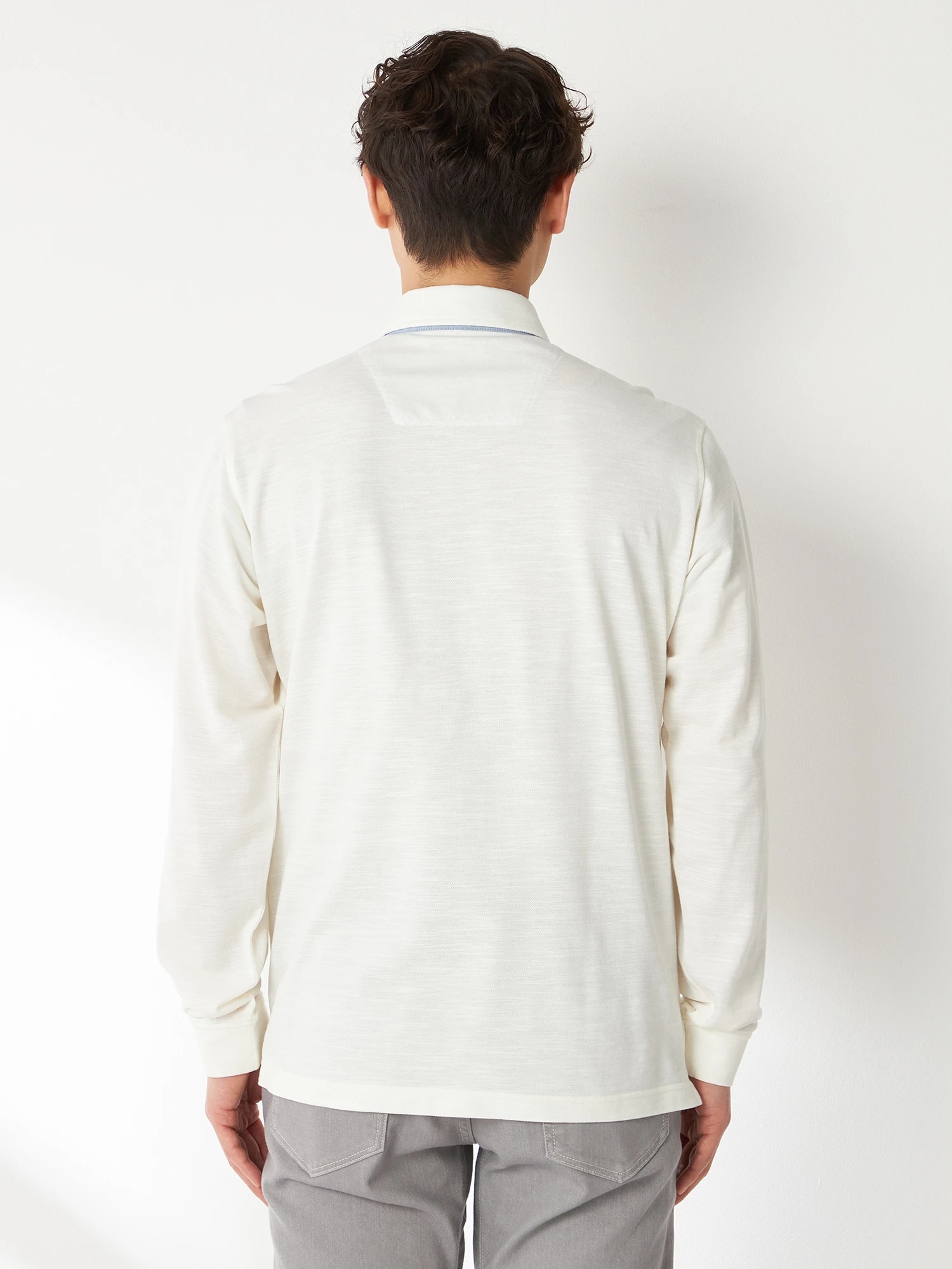 McGREGOR<メンズ>薄長袖ポロ襟裏布帛 アイボリー M