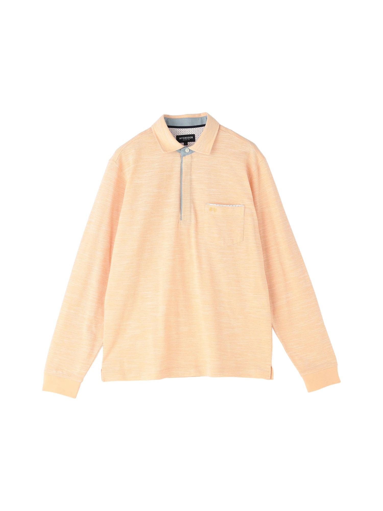 McGREGOR<メンズ>薄長袖ポロ襟裏布帛 アプリコットオレンジ L