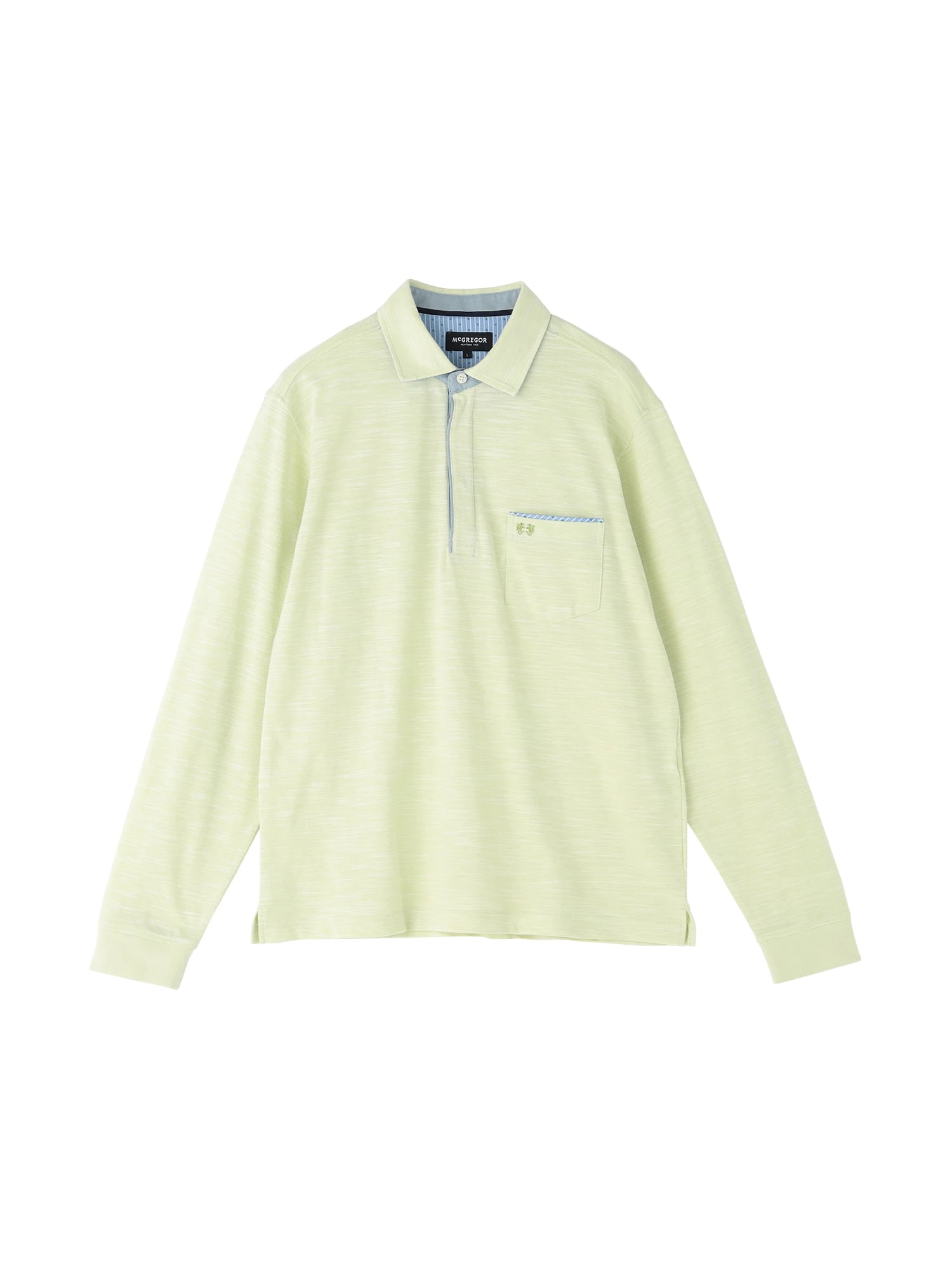 McGREGOR<メンズ>薄長袖ポロ襟裏布帛 ライトグリーン M
