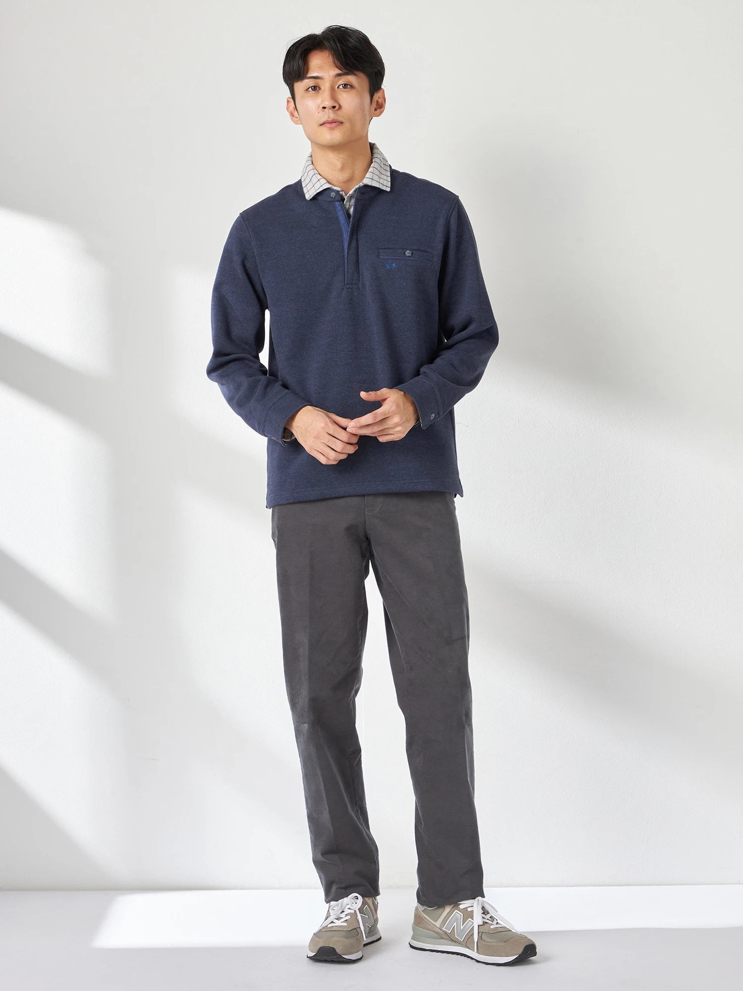 McGREGOR<メンズ>裏ボアフェイクレイヤードカットソー ネイビー M