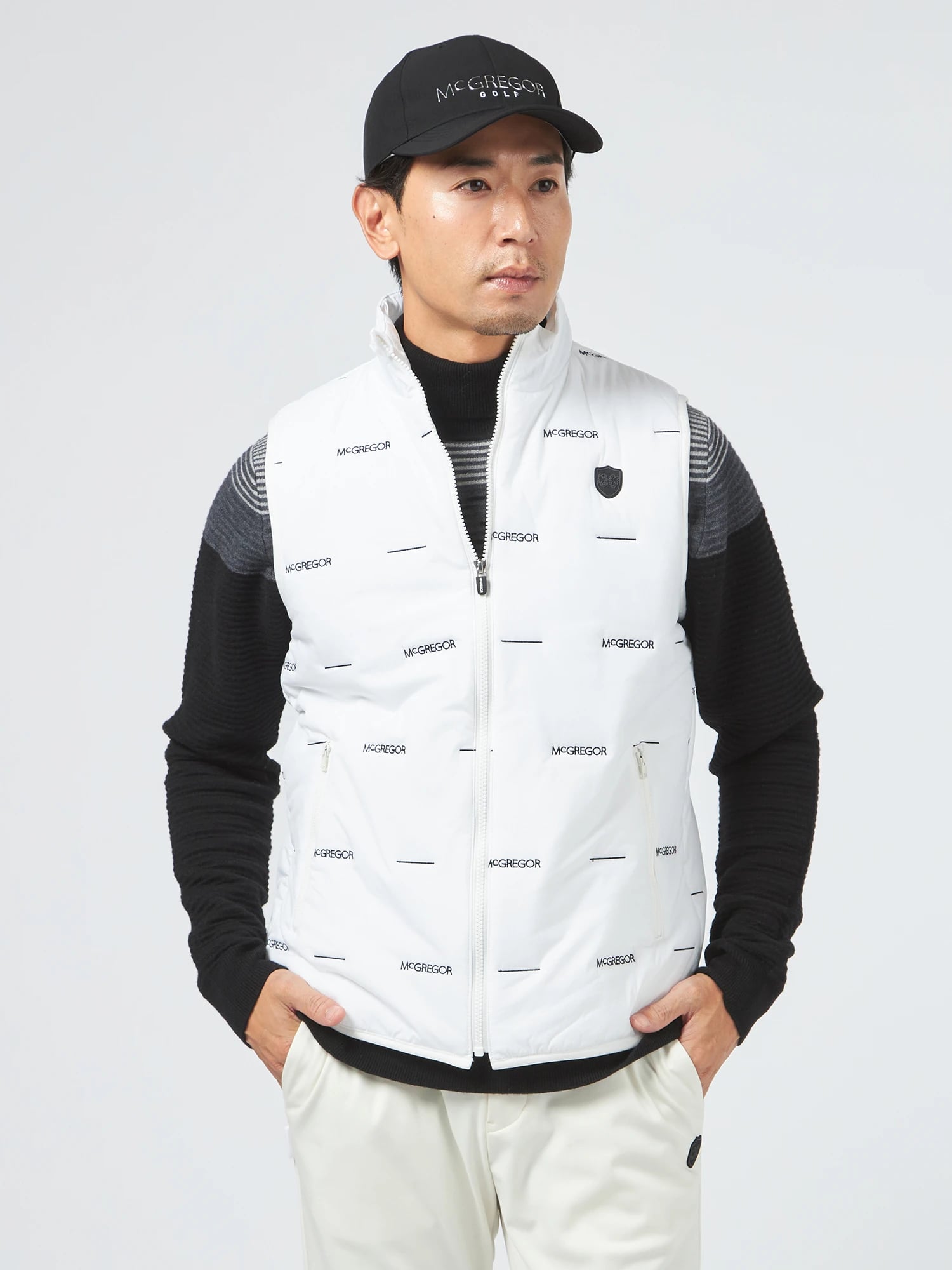 McGREGOR GOLF<メンズ> ロゴ刺繍中綿ベスト アイボリー L