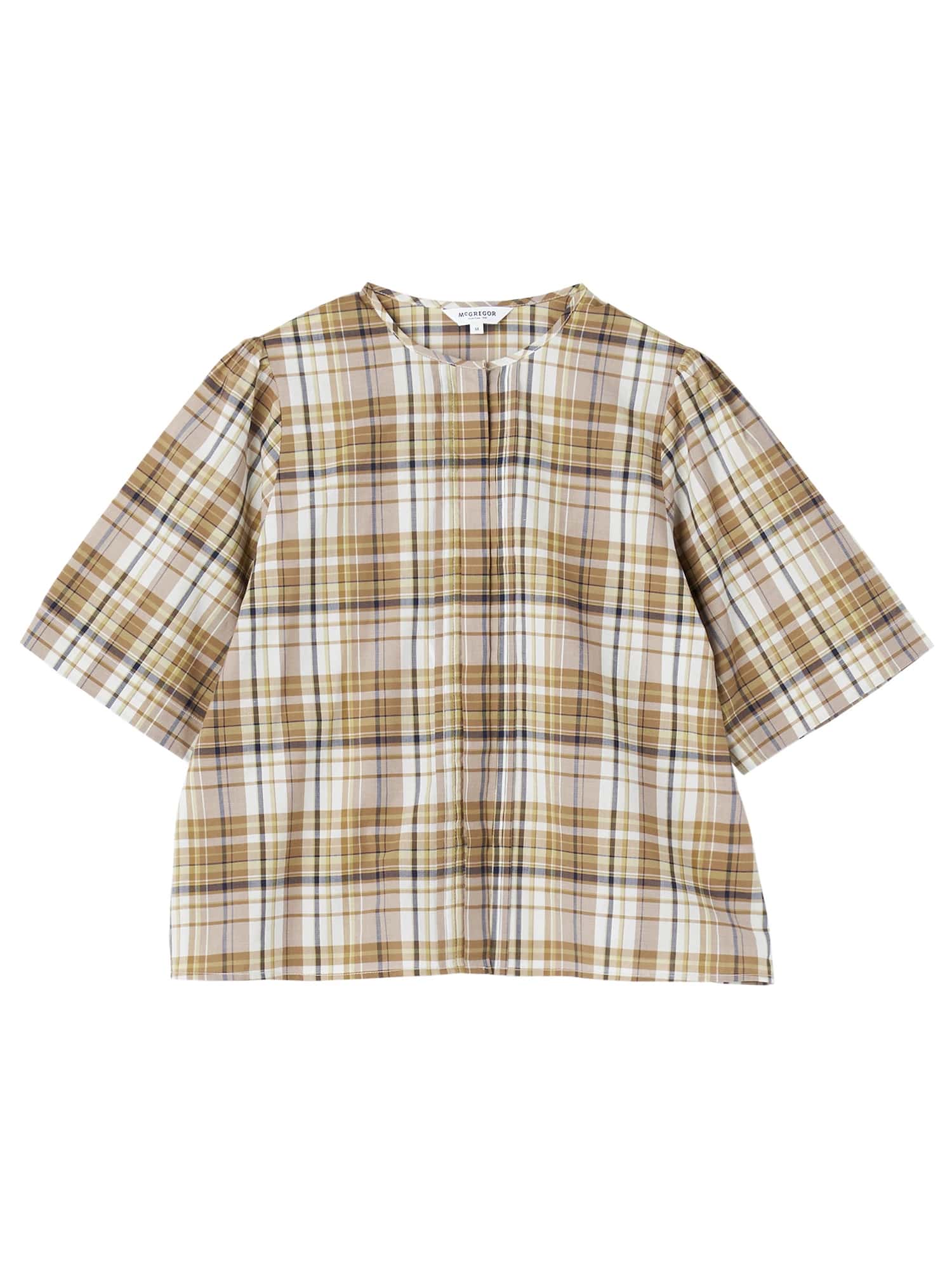 McGREGOR<ウィメンズ>ノーカラーチェックブラウス イエロー M