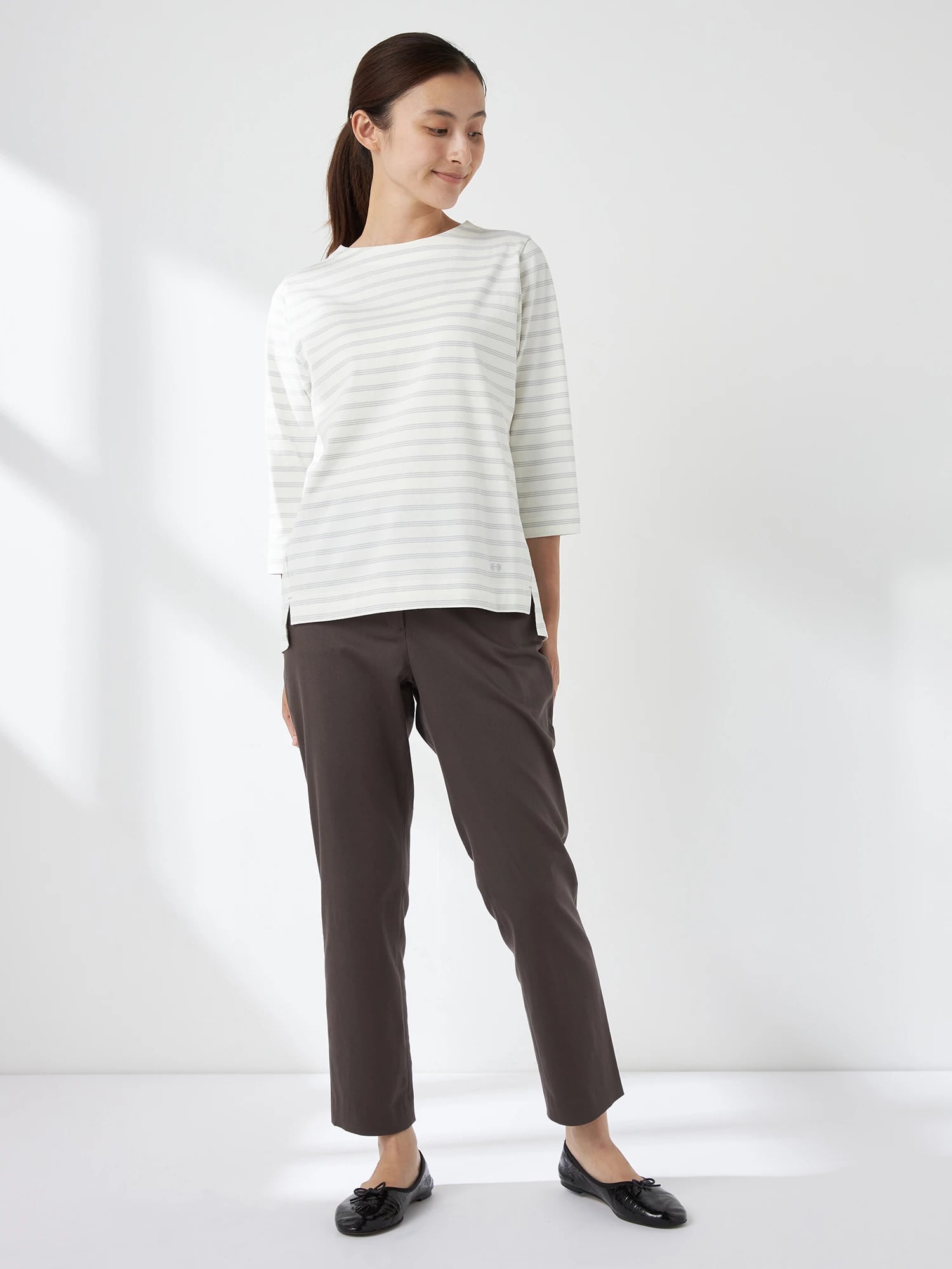 McGREGOR<ウィメンズ>コットンボーダーT アイボリー L