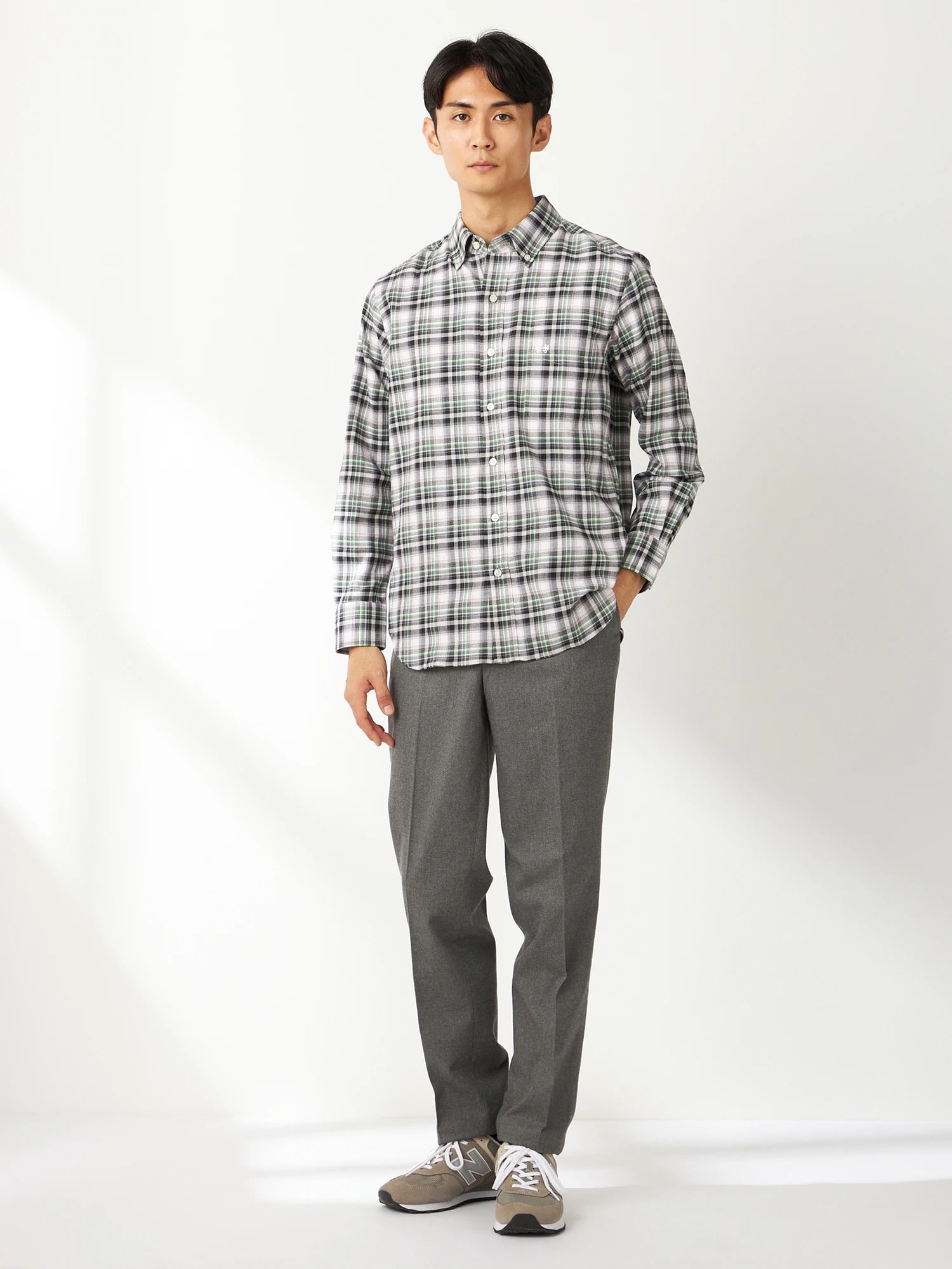 McGREGOR<メンズ>杢ラインチェック シルバーグレー M