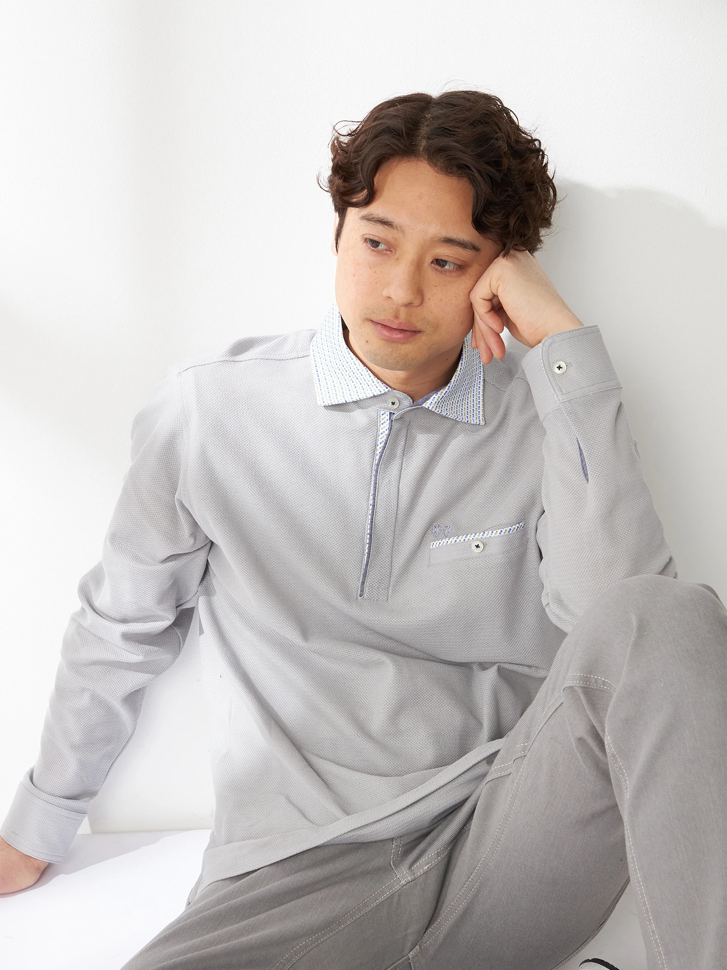 McGREGOR<メンズ>ジャージコンビポロ グレー L