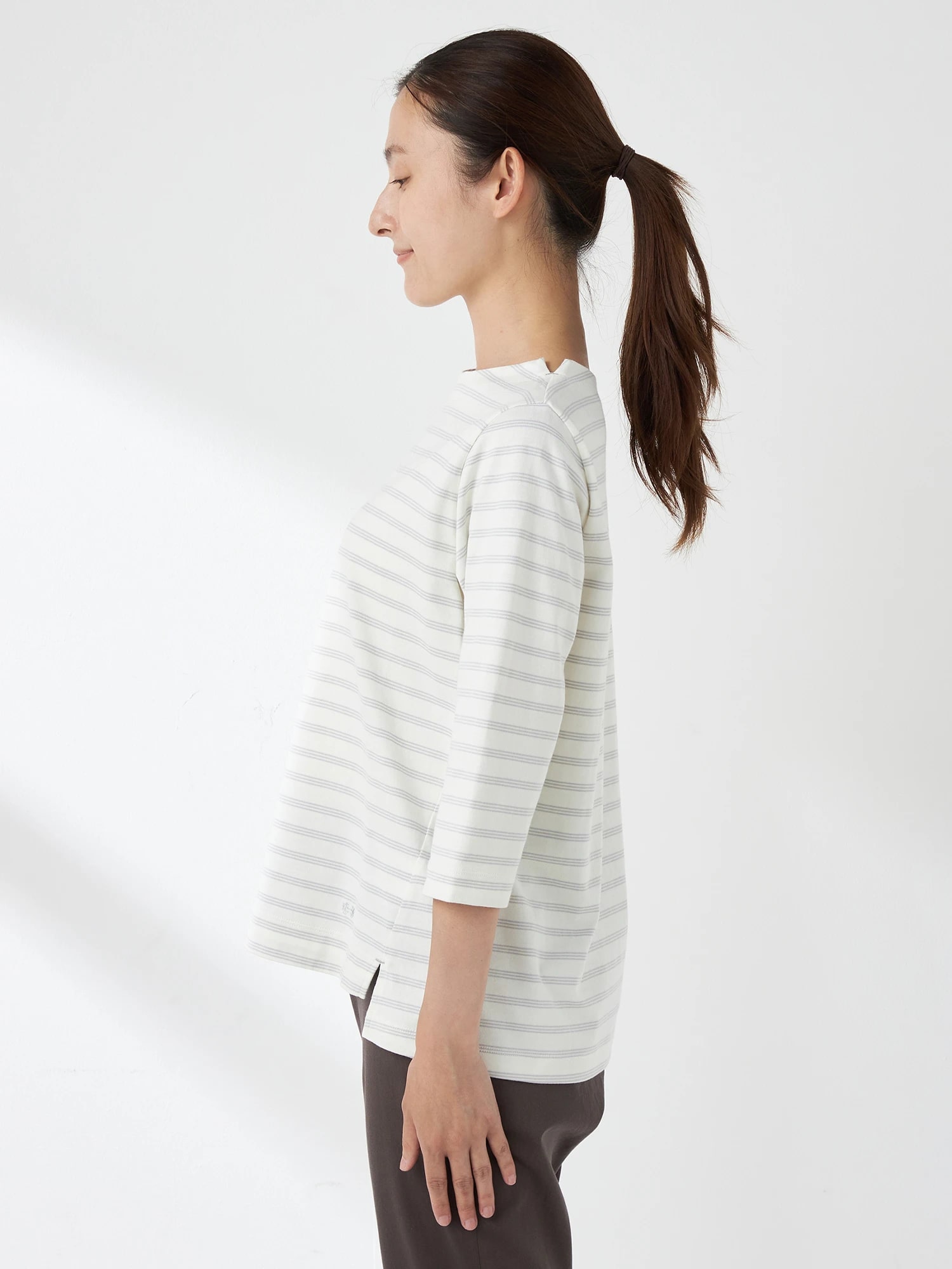 McGREGOR<ウィメンズ>コットンボーダーT アイボリー L