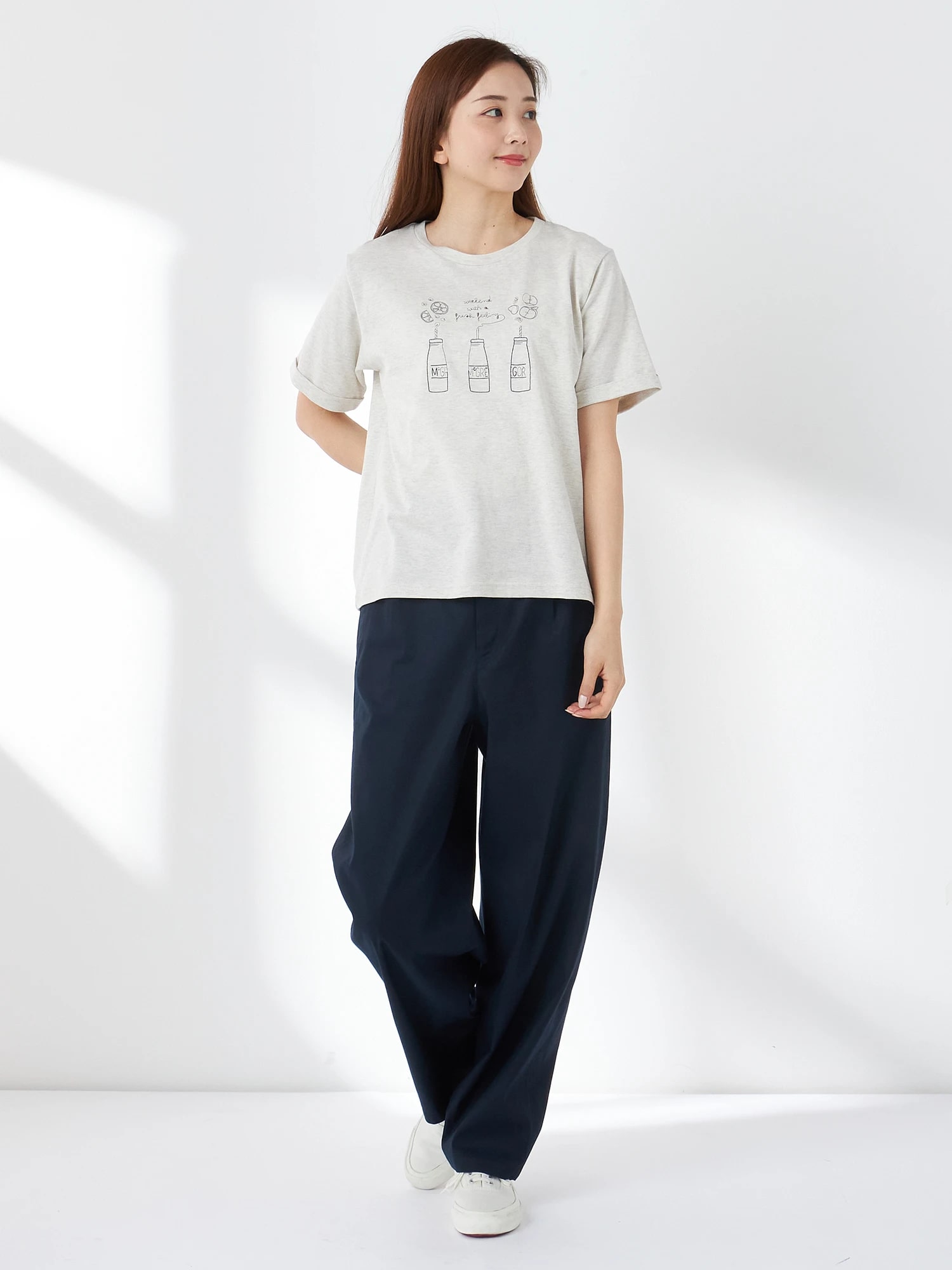 McGREGOR<ウィメンズ>刺繍Tシャツ ナチュラル L