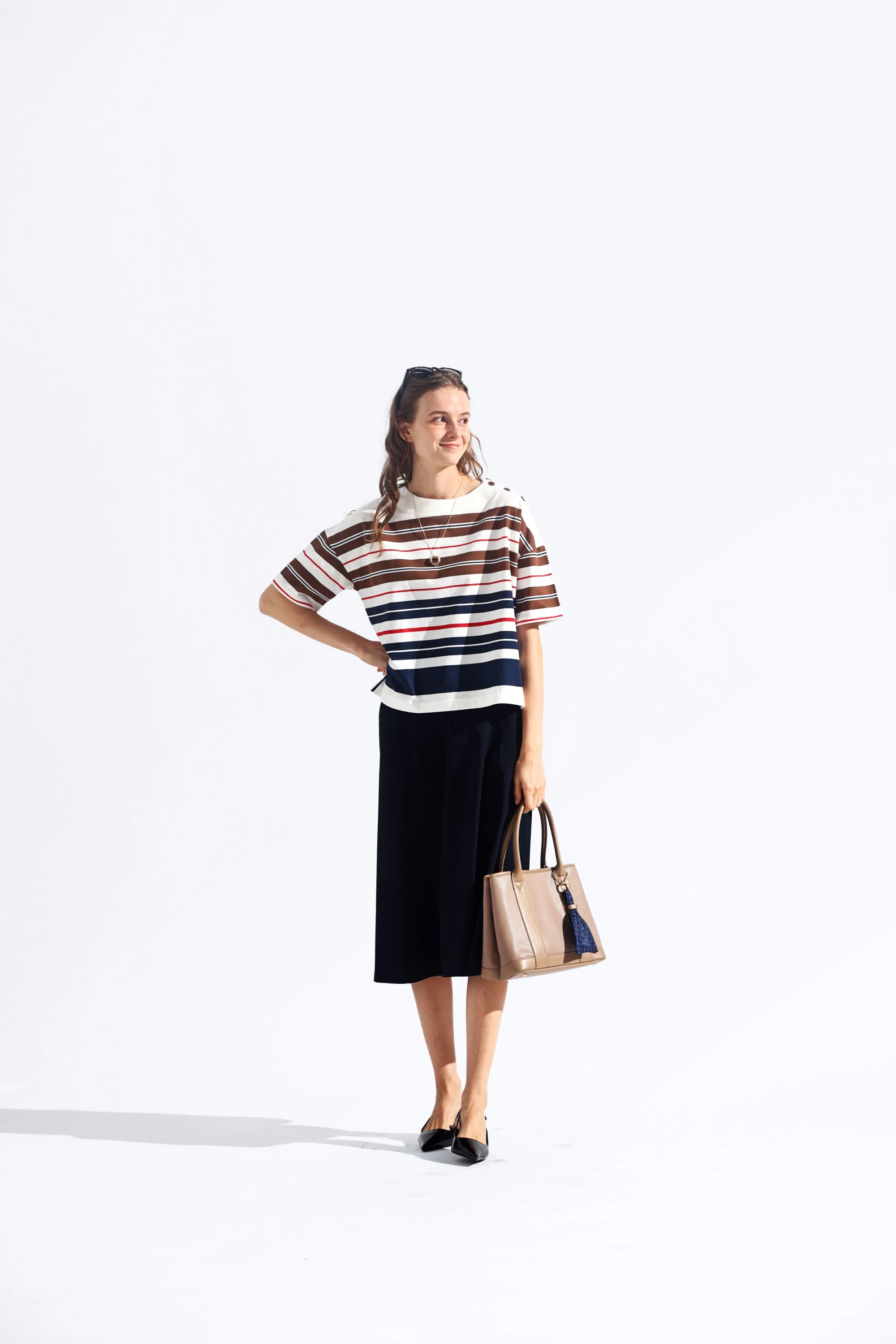 McGREGOR<ウィメンズ>マリンパネルボーダー ブラウン L