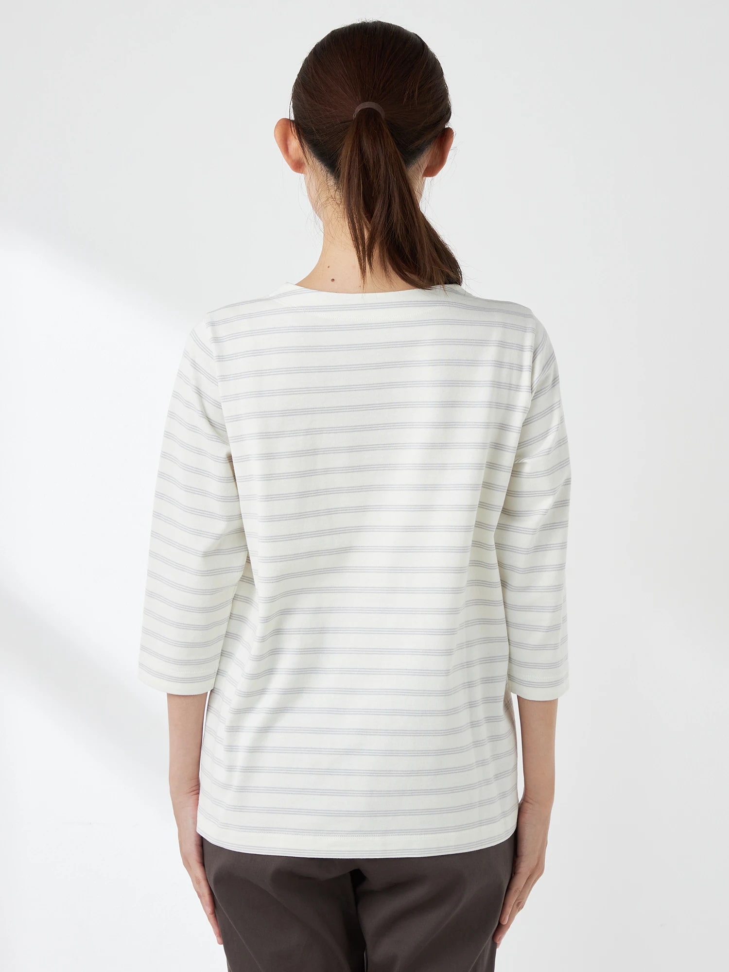 McGREGOR<ウィメンズ>コットンボーダーT アイボリー L