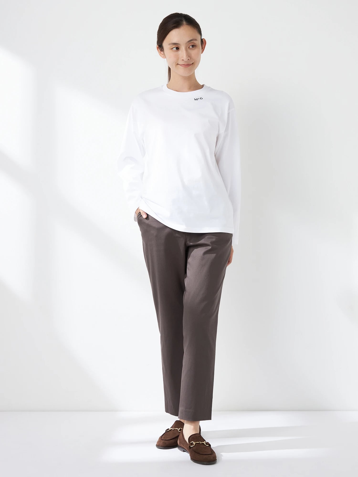 McGREGOR<ウィメンズ>ボーダー&無地T アイボリー M