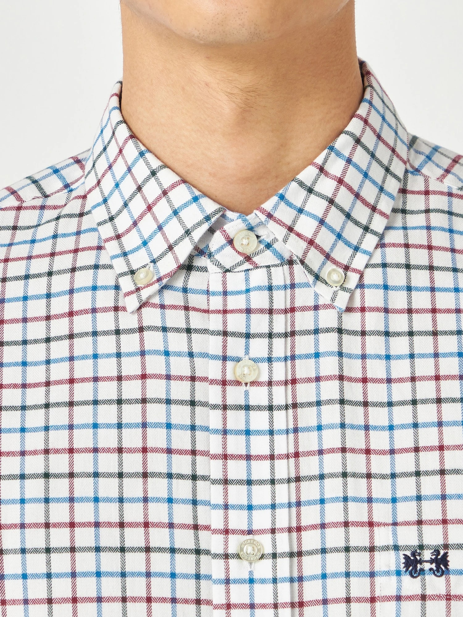 McGREGOR<メンズ>微起毛タッターソールシャツ ミディアムネイビー M