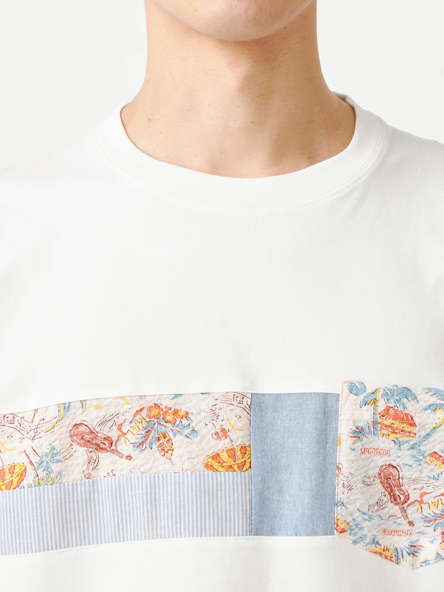 McGREGOR<メンズ>アーカイブリゾート胸切替Tシャツ アイボリー L